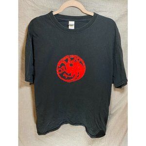 Red Three Headed Dragon Shirt Adult Large Black Red‎ Logo Pullover Tee Mens